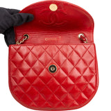 Chanel Quilted Lambskin Half Moon Single Flap Crossbody Bag
