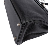 Hermès Noir Clemence Leather Palladium Kelly 32 Handbag