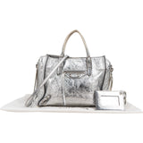 Balenciaga Metallic Crinkled Leather Small City Crossbody Handbag