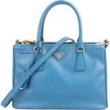 Prada Blue Saffiano Leather Galleria Handbag