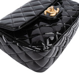 Chanel Quilted Patent Leather Mini Rectangular Single Flap Heart Chain Crossbody Bag