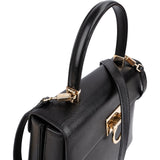 Salvatore Ferragamo Black Leather Margot Top Handle Handbag