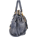 Miu Miu Vitello Shine Leather Gathered Drawstring Satchel Handbag