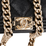 Chanel Quilted Caviar Leather Small Boy Wallet On Chain Crossbody Bag