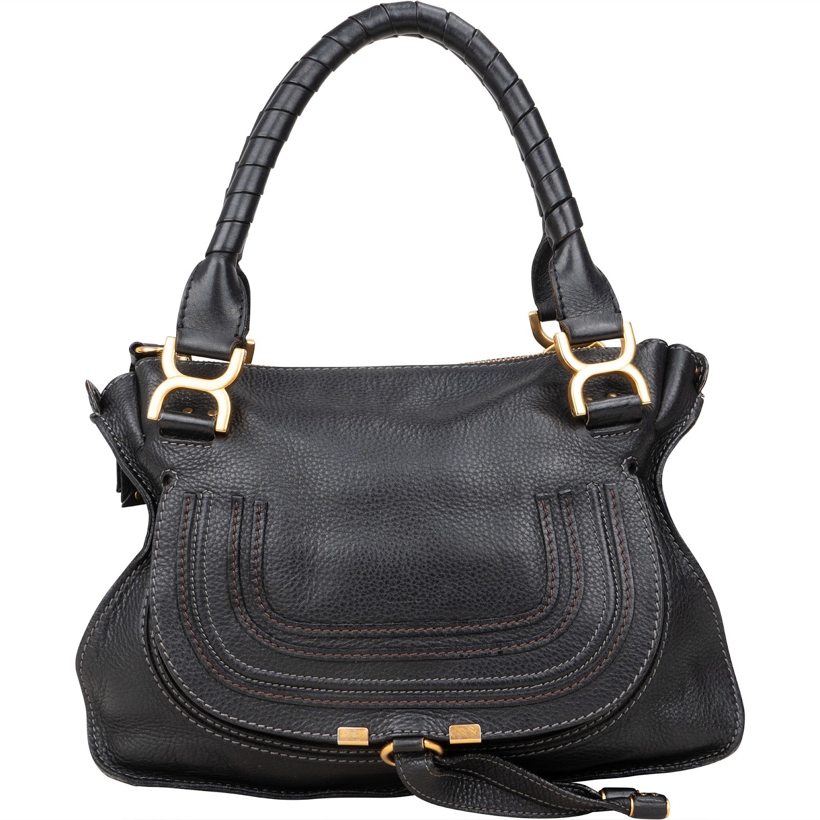 [🔄️B14 / F23] Chloé Grained Calfskin Medium Marcie Satchel Handbag - vintageandkickz