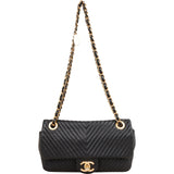 Chanel Quilted Lambskin Chevron Single Flap Crossbody Bag