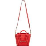 Céline Red Grained Calfskin Nano Luggage Handbag