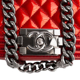 Chanel Quilted Patent Leather Small Boy Single Flap Crossbody Bag