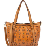 MCM Monogram Visetos Leather Studded Satchel Tote Shoulder Bag