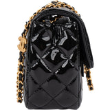 Chanel Quilted Patent Leather Mini Rectangular Single Flap Heart Chain Crossbody Bag