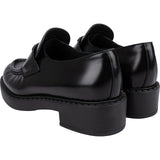 Prada Black Brushed Patent Leather Loafers (37)
