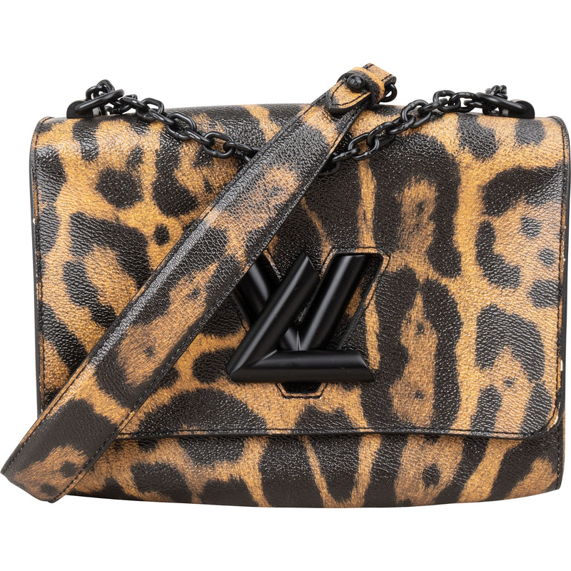 Louis Vuitton Monogram Wild At Heart Cat Leopard Print Canvas Twist MM Crossbody Bag