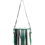 Balenciaga Tricolor Calfskin Leather Bazar Small Tote Crossbody Handbag