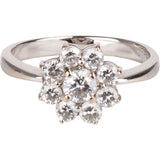 Handcrafted 0,68 Carat Diamond Flower Cluster 750 Gold Ring (#51)