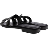 Hermès Black Leather Crystal Embellished Suede Oran Sandals (36,5)