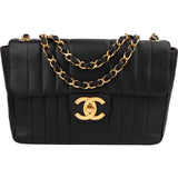 Chanel Vertical Quilted Lambskin 24K Gold Jumbo Single Flap Crossbody Bag