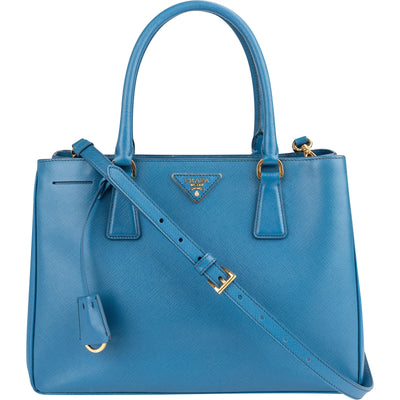 Prada Blue Saffiano Leather Galleria Handbag