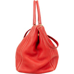 Prada Grained Red Vitello Daino Tote Handbag - vintageandkickz