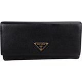 Prada Saffiano Leather Triangle Continental Wallet