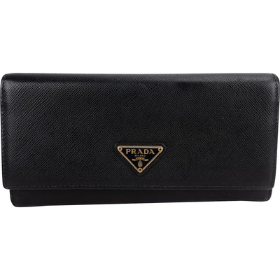 Prada Saffiano Leather Triangle Continental Wallet