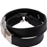 Hermès Black Leather Medor Studs Double Tour Bracelet