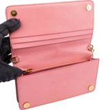 Prada Pink Saffiano Leather Wristlet Wallet Pouch Bag