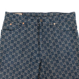 Gucci Blue Monogram GG Denim Leather Pocket Jeans Pants (IT34)