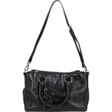 Prada Black Vitello Leather Top Handle Handbag