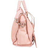Balenciaga Pink Hair Leather City Handbag