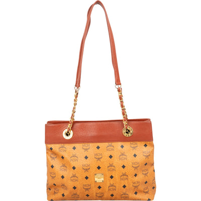 MCM Monogram Visetos Chain Tote Shoulder Bag