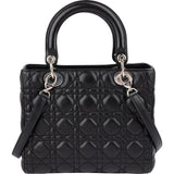 Christian Dior Black Quilted Lambskin Lady Dior Handbag