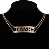 Chanel Champagner-Gold Tone Crystal Emblem Choker Necklace AB8049 C22S