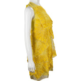Christian Dior Yellow Embroidered Flowers Silk Layered Top Dress (DE34 /FR36)