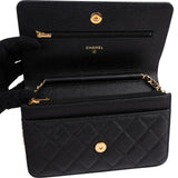Chanel Quilted Caviar Leather Wallet On Chain Crossbody Bag