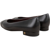 Chanel Black Leather Cap Toe Uniform Ballerina Heel Flats (35,5)