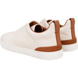 Zegna White Leather Triple Stitch Sneakers (UK8,5 / US9,5 / EU 44)