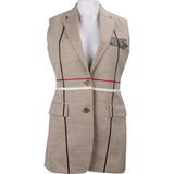 Burberry Beige Wool Horseferry Tailored Fringed Dress Vest (UK 8 / DE 36)