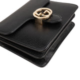 Gucci Grained Leather Small Interlocking GG Shoulder Crossbody Bag