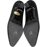 Yves Saint Laurent Black Leather Suede Studded Pumps (34)