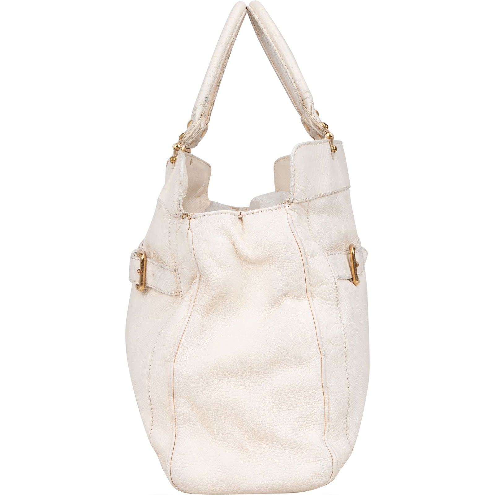 Miu Miu Blancoi Vitello Daino Satchel Handbag - vintageandkickz