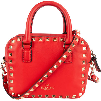Valentino Red Leather Rockstud Small Camera Handbag