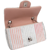 Chanel Vertical Striped Sequin Single Flap Crossbody Bag