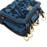 Prada Multicolor Embroidered Denim Cahier Belt Crossbody Bag
