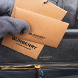 Burberry Black Grained Leather Medium Title Tote Handbag