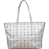 MCM Monogram Visetos Metallic Liz Shopper Tote Shoulder Bag