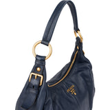 Prada Navy Calf Leather Vitello Daino Shoulder Bag
