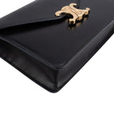 Celine Black Calfskin Wallet On Chain Triomphe Crossbody Bag