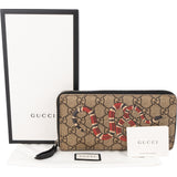 Gucci Monogram GG Supreme Kingsnake Zip Around Wallet