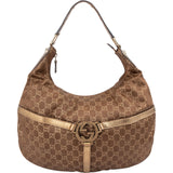 Gucci Gold Monogram GG Canvas Britt Interlocking G Hobo Shoulder Bag