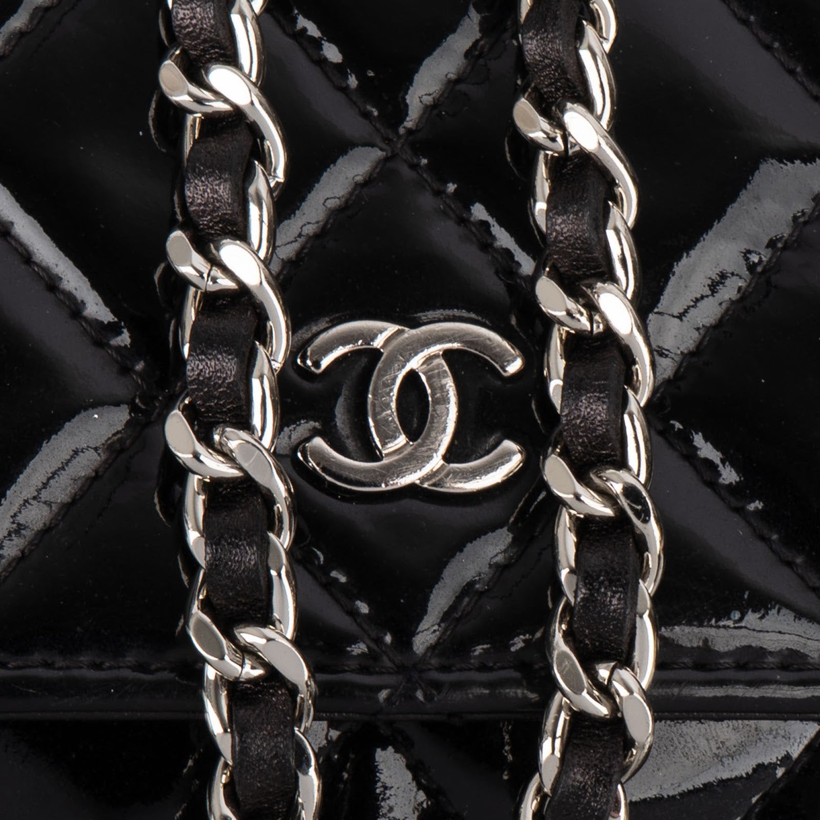 Chanel Quilted Patent Leather Wallet On Chain Crossbody Bag - vintageandkickz